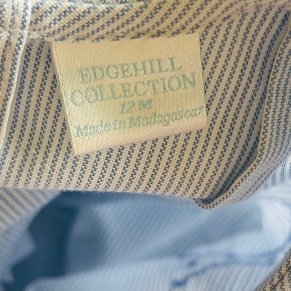 NWT Edgehill Collection Baby Blue & White Striped Bubble Romper size 12M - Picture 4 of 5